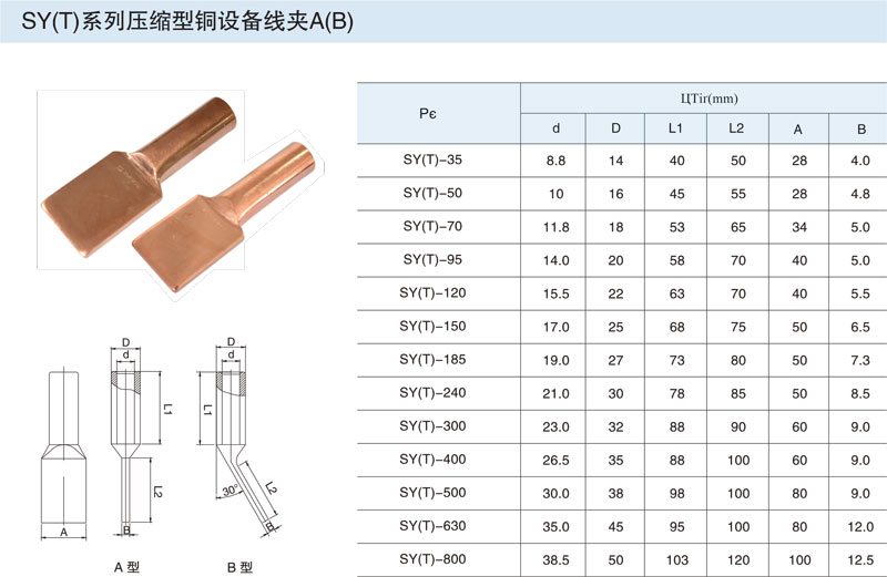 SY(T)壓縮型銅設備線夾